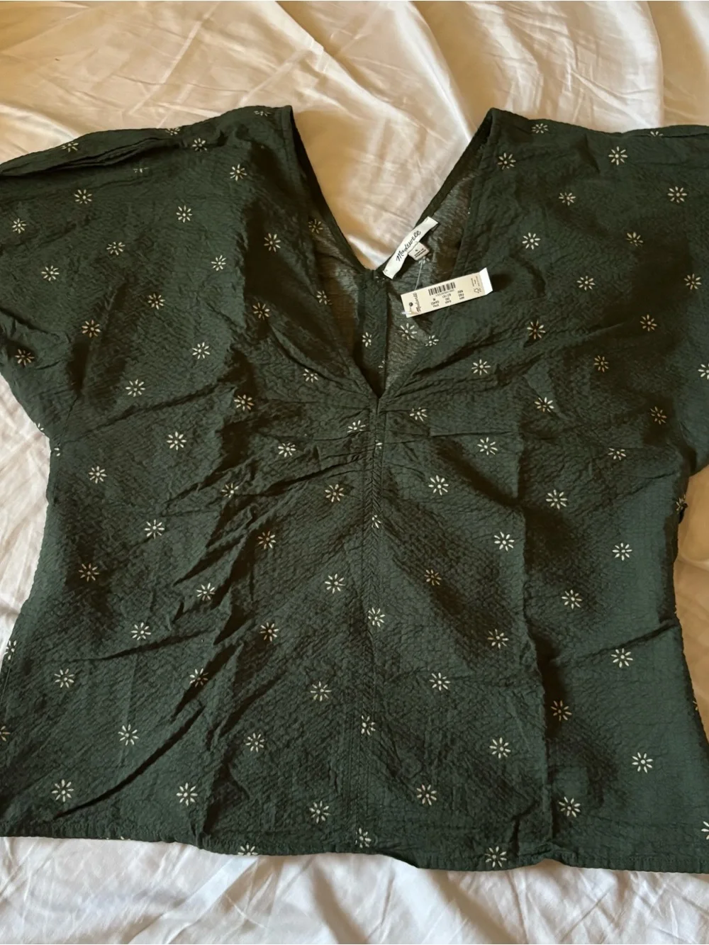 Madewell Top Blouse Puff Sleeve Floral Women’s size 6 NWT